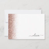 Roos Gold Blush Roze Glitter Script Monogram Girly Bedankkaart (Voorkant)