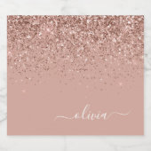 Roos Gold Blush Roze Glitter Script Monogram Girly Bier Etiket (Enkel label)