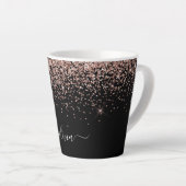 Roos Gold Blush Roze Glitter Script Monogram Girly Latte Mok (Rechterhoek)