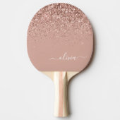 Roos Gold Blush Roze Glitter Script Monogram Girly Tafeltennisbatje (Voorkant)