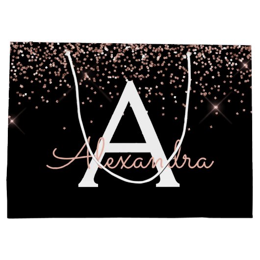 Roos Gold Blush Roze Glitter & Sparkle Monogram Groot Cadeauzakje