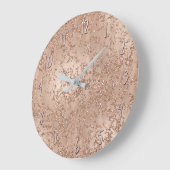 Roos Gold Blush Roze gloed Sparkle Crackle Chic Grote Klok (Hoek)