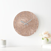 Roos Gold Blush Roze gloed Sparkle Crackle Chic Grote Klok (Huis)