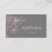 Roos Gold Blush Roze grijze Floral | QR-code Visitekaartje (Voorkant)