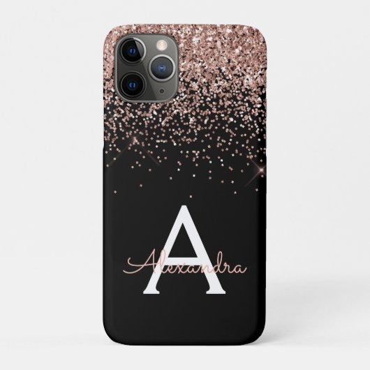 Roos Gold Blush Roze Luxe Monogram Case-Mate iPhone Case (Achterkant)