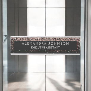 Roos Gold Blush Roze Zwart Glitter Professional Deurbordje