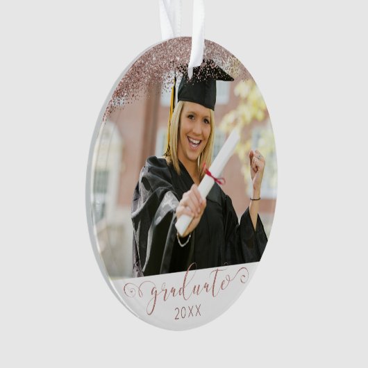 Roos Gold & Blush Script Afstuderen Photo Keepslag Ornament (voorkant)