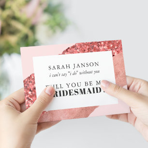 Roos Gold, Blush & Sequin Bridesmaid Kaart
