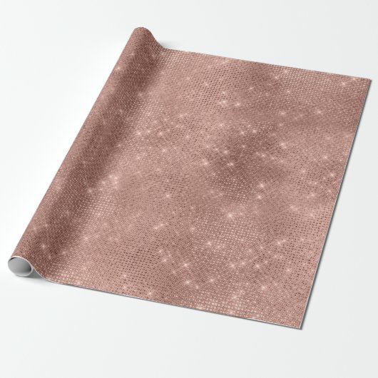 Roos Gold Blush Sequin Sparkly Crystals Girly Cadeaupapier (Uitgerold)