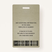 ROOS GOLD BLUSH SILVER EMPLOYEE FOTO BARCODE NAAM BADGE (Achterkant)
