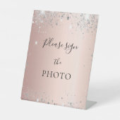 Roos Gold Blush Silver Glitter Fototeken Reclamebord Met Voetstuk (Voorkant)