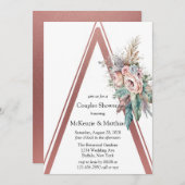 Roos Gold Boho Floral Ether Couples Shower Kaart (Voorkant / Achterkant)