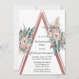 Roos Gold Boho Floral Triangle Bachelorette Party Kaart