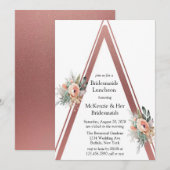 Roos Gold Boho Floral Triangle Bridesmaids Lunch Kaart (Voorkant / Achterkant)