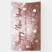 Roos Gold Bokeh Happy New Year Party Spandoek (Verticaal)
