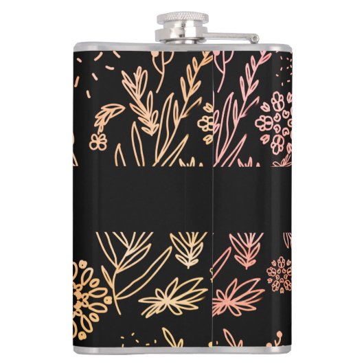 Roos Gold Botanical Doodle Pattern Handtekening Heupfles (Achterkant)