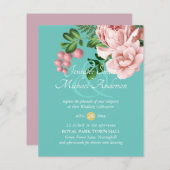 Roos Gold Botanical Floral Budget Wedding Inviting (Voorkant / Achterkant)