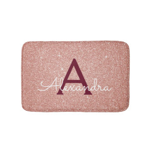 Roos Gold Bourgogne Folie Glitter Sparkle Monogram Badmat