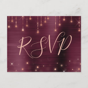 Roos Gold Bourgogne Sparkle RSVP Respons Uitnodiging Briefkaart