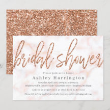 Roos Gold Bridal Shower-uitnodiging met Glitter