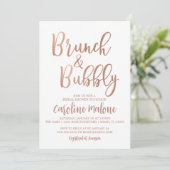 Roos Gold Brunch & Bubble Bridal Shower Invitation Kaart (Staand voorkant)