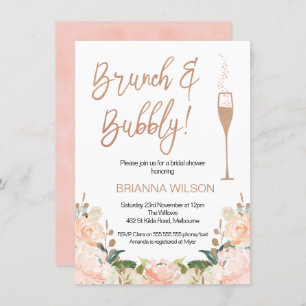 Roos Gold Brunch Bubble Bridal Shower Kaart