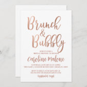 Roos Gold Brunch & Bubble Shower Invitation Kaart (Voorkant / Achterkant)