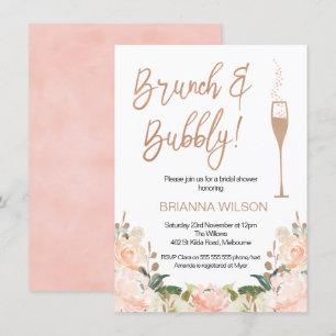 Roos Gold Brunch Bubbly Bruids Douche Uitnodiging