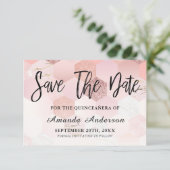 Roos Gold Brush Script Quinceanera Save The Date (Staand voorkant)
