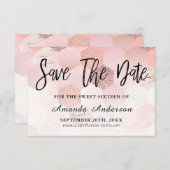 Roos Gold Brush Script Sweet 16 Save The Date (Voorkant / Achterkant)