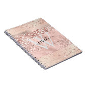 Roos Gold Brush Strokes Glitter Script Monogram nr Notitieboek (Rechterzijde)