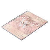 Roos Gold Brush Strokes Glitter Script Monogram nr Notitieboek (Linkerzijde)