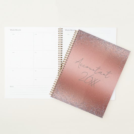 Roos Gold Brushed Metal Glitter Monogram | Planner (Display)
