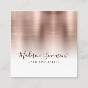 Roos Gold Brushed Metal Monogram Elegant Script Vierkante Visitekaartje