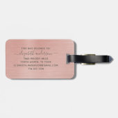 Roos Gold Brushed Metal Monogram Name Script Bagagelabel (Achterkant horizontaal)
