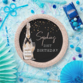 Roos Gold Bubble Champagne Birthday Party Papieren Bordje (Feest)