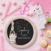 Roos Gold Bubble Champagne Birthday Party Papieren Bordje (Feest)