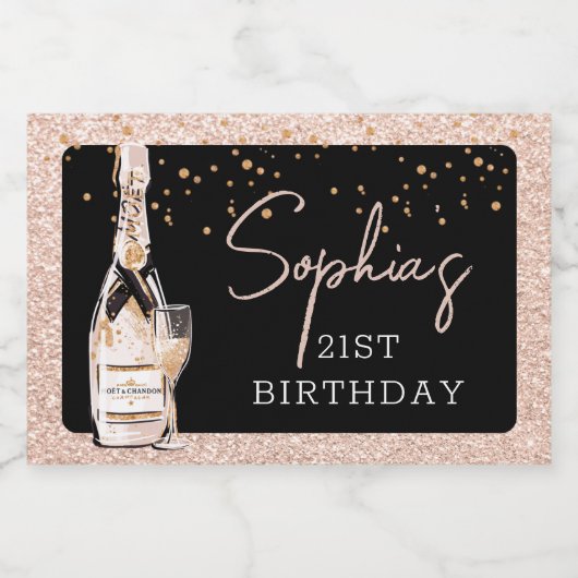 Roos Gold Bubbly Mousserende Wijn Verjaardagsfeest Sparkling Wijnetiket (Enkel label)