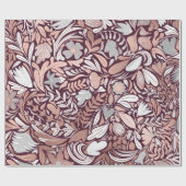 Roos Gold Burgundy Floral Illustration Pattern Cadeaupapier (Vlak)