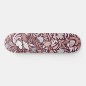 Roos Gold Burgundy Floral Illustration Pattern Skateboard (Horizontaal)