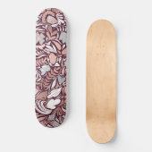 Roos Gold Burgundy Floral Illustration Pattern Skateboard (Voorkant)