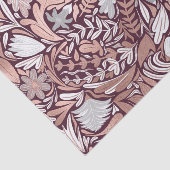 Roos Gold Burgundy Floral Illustration Pattern Tissuepapier (Detail)