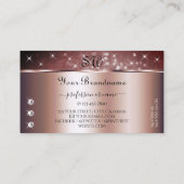 Roos Gold Burgundy Glitter Sparkle Jewels Monogram Visitekaartje (Achterkant)