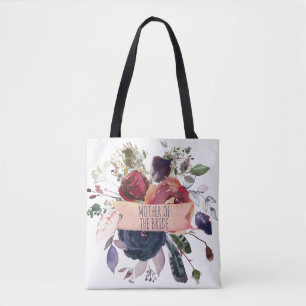 Roos Gold Burgundy Navy Floral Moeder van Bride Draagtas