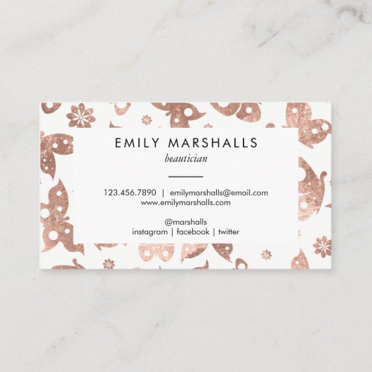 Roos Gold Butterflies Visitekaartje (Achterkant)