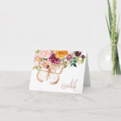 Roos Gold Butterfly & Waterverf Floral Bouquet Notitiekaartje (Voorkant)