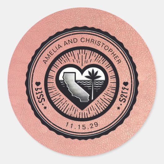 Roos Gold California Passport Ronde Sticker (Voorkant)