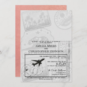 Roos Gold California Passport Wedding Kaart