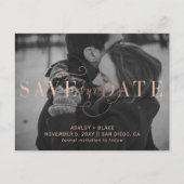Roos Gold Calligrafie Foto Save the Date Aankondigingskaart (Voorkant)