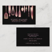 Roos Gold Chef Kitchen Tools Glitter Faux Catering Visitekaartje (Voorkant / Achterkant)